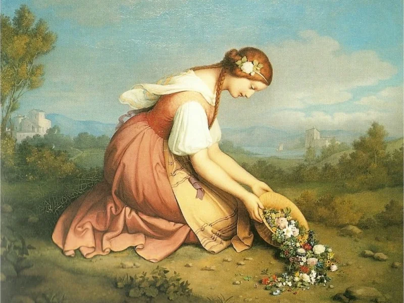 1791-Marie Ellenrieder - La ragazza in ginocchio scarica un cesto di fiori